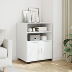 vidaXL Dulap cu roți, alb, 60x48x81 cm, lemn prelucrat vidaXL Dulap cu roți, alb, 60x48x81 cm, lemn prelucrat