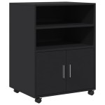 vidaXL Dulap cu roți, negru, 60x48x81 cm, lemn prelucrat vidaXL Dulap cu roți, negru, 60x48x81 cm, lemn prelucrat