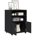 vidaXL Dulap cu roți, negru, 60x48x81 cm, lemn prelucrat vidaXL Dulap cu roți, negru, 60x48x81 cm, lemn prelucrat