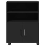 vidaXL Dulap cu roți, negru, 60x48x81 cm, lemn prelucrat vidaXL Dulap cu roți, negru, 60x48x81 cm, lemn prelucrat