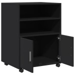 vidaXL Dulap cu roți, negru, 60x48x81 cm, lemn prelucrat vidaXL Dulap cu roți, negru, 60x48x81 cm, lemn prelucrat