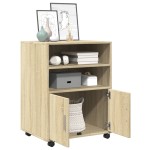vidaXL Dulap cu roți, stejar sonoma, 60x48x81 cm, lemn prelucrat vidaXL Dulap cu roți, stejar sonoma, 60x48x81 cm, lemn prelucrat