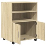 vidaXL Dulap cu roți, stejar sonoma, 60x48x81 cm, lemn prelucrat vidaXL Dulap cu roți, stejar sonoma, 60x48x81 cm, lemn prelucrat