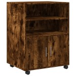vidaXL Dulap cu roți, stejar fumuriu, 60x48x81 cm, lemn prelucrat vidaXL Dulap cu roți, stejar fumuriu, 60x48x81 cm, lemn prelucrat
