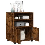 vidaXL Dulap cu roți, stejar fumuriu, 60x48x81 cm, lemn prelucrat vidaXL Dulap cu roți, stejar fumuriu, 60x48x81 cm, lemn prelucrat