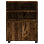 vidaXL Dulap cu roți, stejar fumuriu, 60x48x81 cm, lemn prelucrat vidaXL Dulap cu roți, stejar fumuriu, 60x48x81 cm, lemn prelucrat
