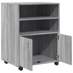 vidaXL Dulap cu roți, gri sonoma, 60x48x81 cm, lemn compozit vidaXL Dulap cu roți, gri sonoma, 60x48x81 cm, lemn compozit