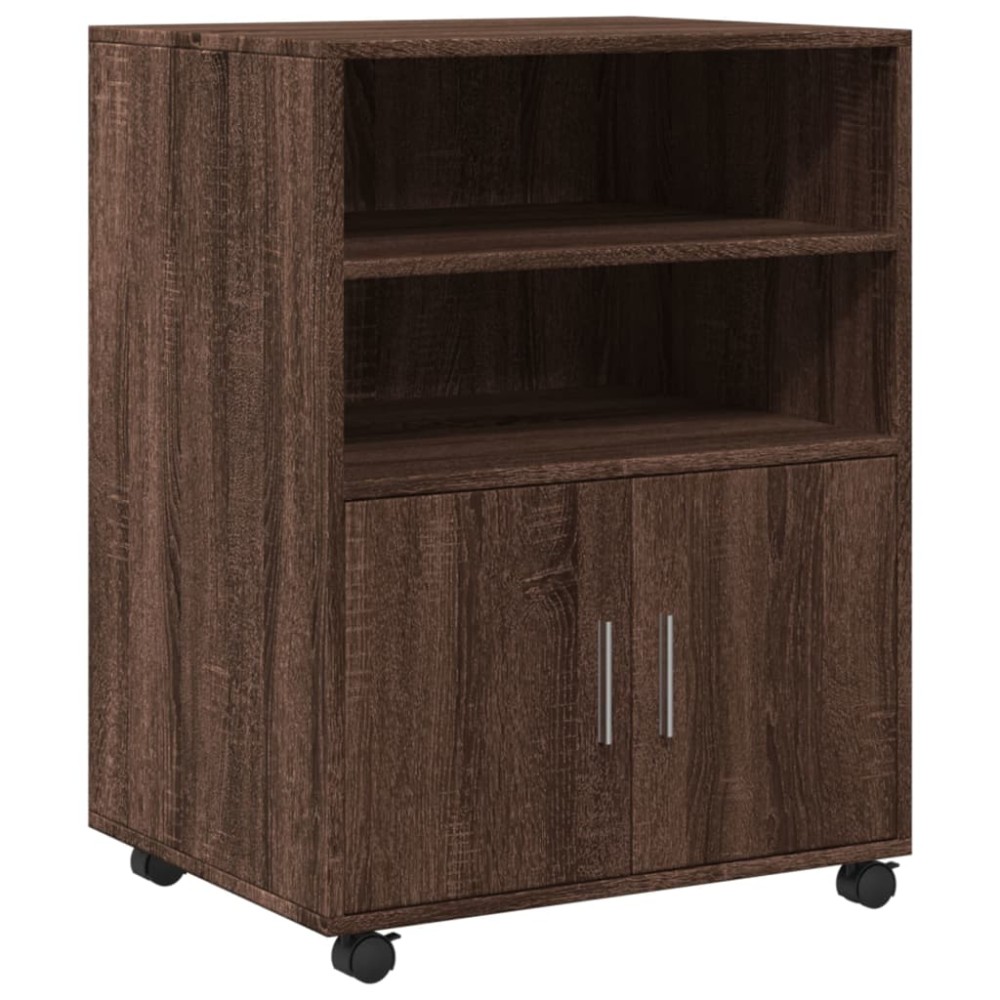 vidaXL Dulap cu roți, stejar maro, 60x48x81 cm, lemn compozit