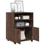 vidaXL Dulap cu roți, stejar maro, 60x48x81 cm, lemn compozit vidaXL Dulap cu roți, stejar maro, 60x48x81 cm, lemn compozit