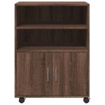 vidaXL Dulap cu roți, stejar maro, 60x48x81 cm, lemn compozit vidaXL Dulap cu roți, stejar maro, 60x48x81 cm, lemn compozit