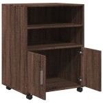 vidaXL Dulap cu roți, stejar maro, 60x48x81 cm, lemn compozit vidaXL Dulap cu roți, stejar maro, 60x48x81 cm, lemn compozit
