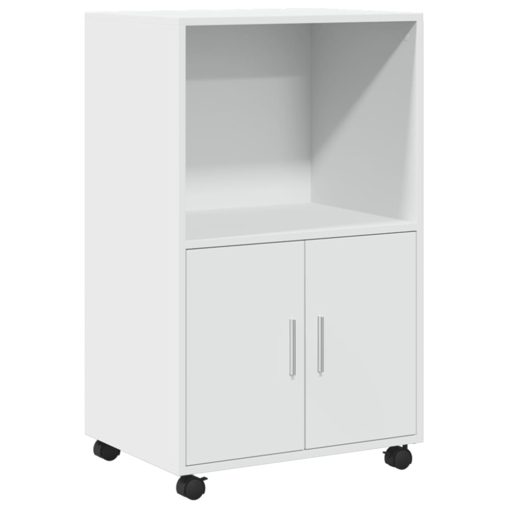 vidaXL Dulap cu roți, alb, 55x40x91 cm, lemn prelucrat