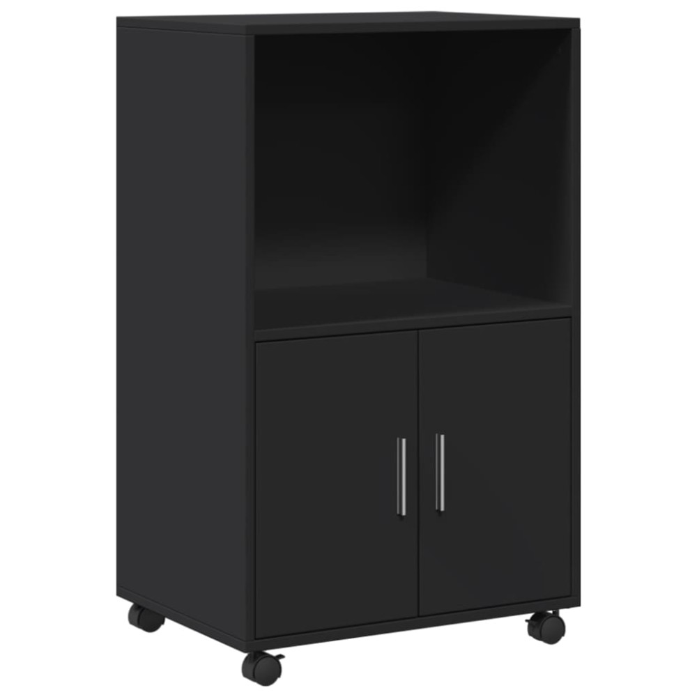 vidaXL Dulap cu roți, negru, 55x40x91 cm, lemn prelucrat