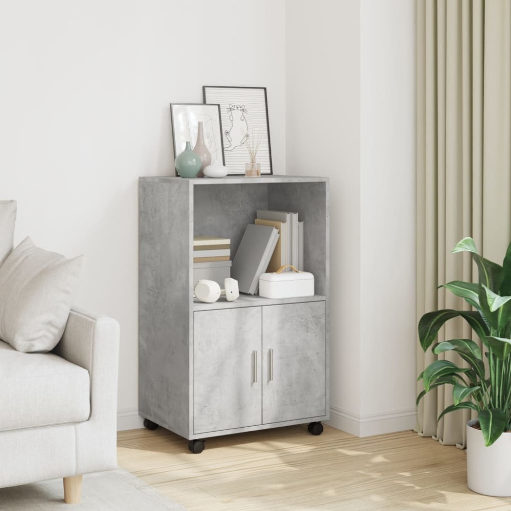 vidaXL Dulap cu roți, gri beton, 55x40x91 cm, lemn prelucrat