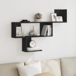 vidaXL Raft de perete, negru, 100x15x70 cm, lemn prelucrat vidaXL Raft de perete, negru, 100x15x70 cm, lemn prelucrat
