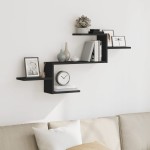 vidaXL Raft de perete, negru, 104x15x49 cm, lemn prelucrat vidaXL Raft de perete, negru, 104x15x49 cm, lemn prelucrat