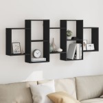 vidaXL Raft de perete, negru, 159x18x65 cm, lemn prelucrat vidaXL Raft de perete, negru, 159x18x65 cm, lemn prelucrat
