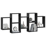 vidaXL Raft de perete, negru, 159x18x65 cm, lemn prelucrat vidaXL Raft de perete, negru, 159x18x65 cm, lemn prelucrat