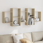 vidaXL Raft de perete, stejar sonoma, 159x18x65 cm, lemn prelucrat