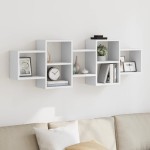 vidaXL Raft de perete, alb, 129x18x42 cm, lemn prelucrat vidaXL Raft de perete, alb, 129x18x42 cm, lemn prelucrat
