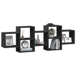 vidaXL Raft de perete, negru, 129x18x42 cm, lemn prelucrat vidaXL Raft de perete, negru, 129x18x42 cm, lemn prelucrat
