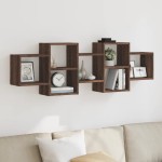 vidaXL Raft de perete, stejar maro, 129x18x42 cm, lemn prelucrat vidaXL Raft de perete, stejar maro, 129x18x42 cm, lemn prelucrat
