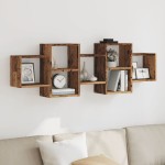 vidaXL Raft de perete, lemn vechi, 129x18x42 cm, lemn prelucrat vidaXL Raft de perete, lemn vechi, 129x18x42 cm, lemn prelucrat