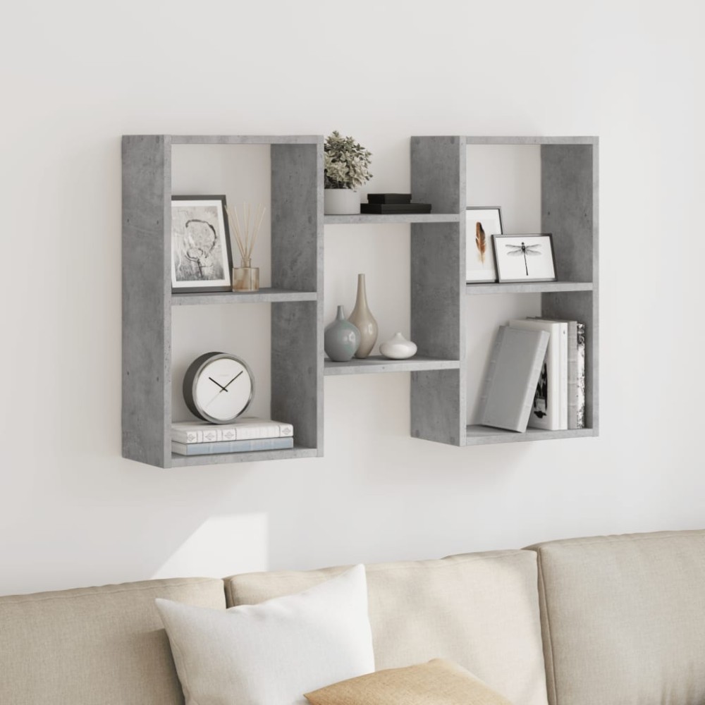 vidaXL Raft de perete, gri beton, 96x18x60 cm, lemn prelucrat