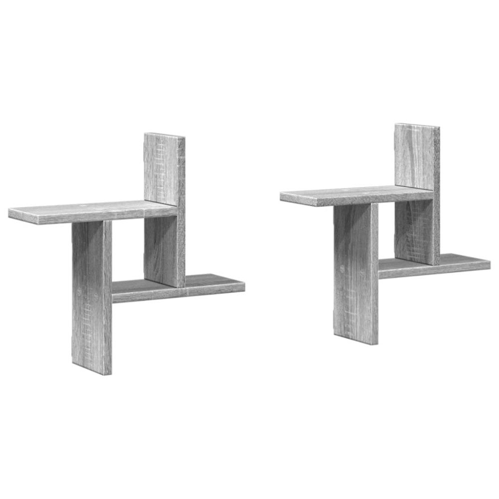 vidaXL Rafturi de perete 2 buc. gri sonoma 38x12x38 cm lemn prelucrat