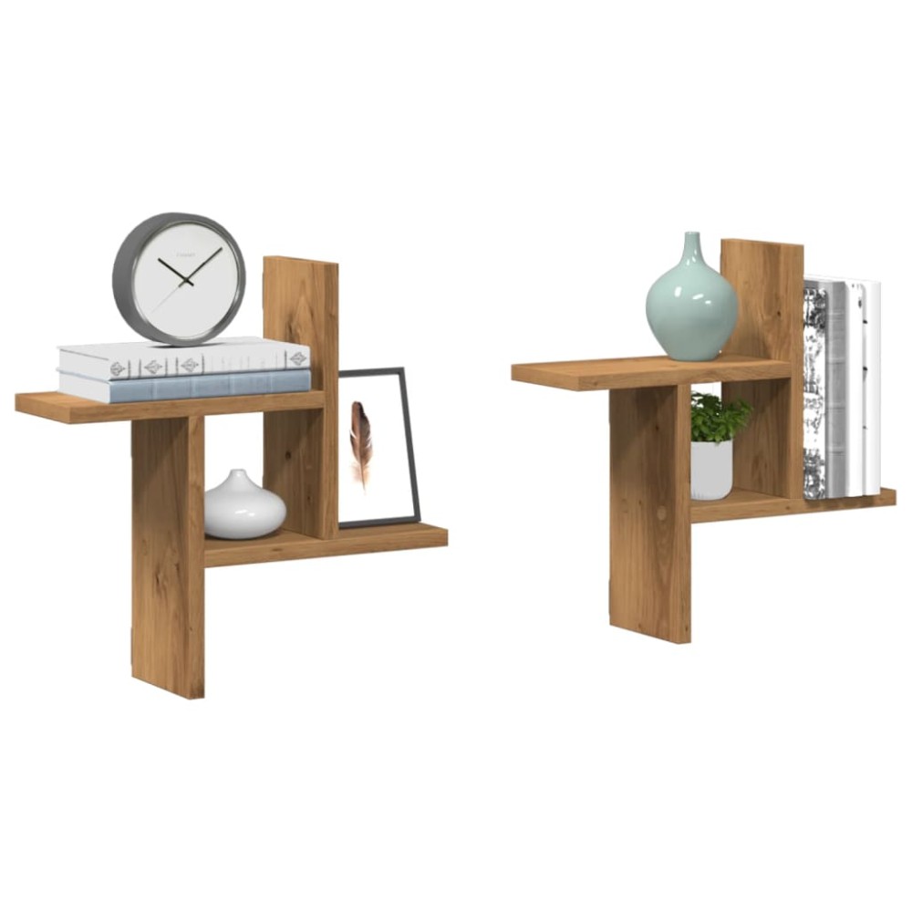 vidaXL Rafturi perete 2buc. stejar artizanal 38x12x38cm lemn prelucrat