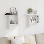 vidaXL Rafturi de perete, 2 buc., alb, 50x12x50 cm, lemn prelucrat