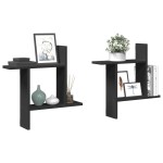 vidaXL Rafturi de perete, 2 buc., negru, 50x12x50 cm, lemn prelucrat vidaXL Rafturi de perete, 2 buc., negru, 50x12x50 cm, lemn prelucrat