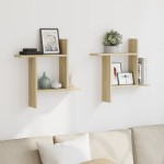 vidaXL Rafturi perete 2 buc. stejar sonoma 50x12x50 cm lemn prelucrat vidaXL Rafturi perete 2 buc. stejar sonoma 50x12x50 cm lemn prelucrat