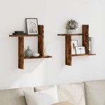 vidaXL Rafturi perete 2 buc. stejar fumuriu 50x12x50 cm lemn prelucrat vidaXL Rafturi perete 2 buc. stejar fumuriu 50x12x50 cm lemn prelucrat