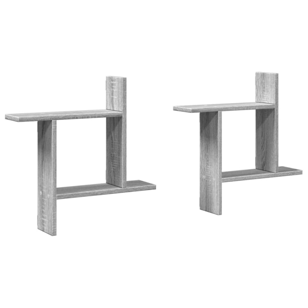 vidaXL Rafturi de perete 2 buc. gri sonoma, 50x12x50 cm lemn prelucrat