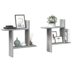 vidaXL Rafturi de perete 2 buc. gri sonoma, 50x12x50 cm lemn prelucrat vidaXL Rafturi de perete 2 buc. gri sonoma, 50x12x50 cm lemn prelucrat