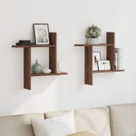 vidaXL Rafturi de perete 2 buc. stejar maro 50x12x50 cm lemn prelucrat vidaXL Rafturi de perete 2 buc. stejar maro 50x12x50 cm lemn prelucrat