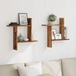 vidaXL Rafturi perete, 2 buc., lemn vechi, 50x12x50 cm, lemn prelucrat