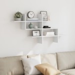 vidaXL Raft de perete, alb, 124,5x18x60,5 cm, lemn prelucrat