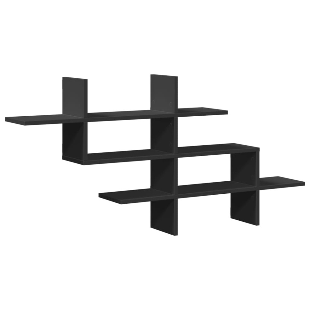 vidaXL Raft de perete, negru, 124,5x18x60,5 cm, lemn prelucrat
