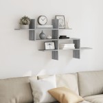 vidaXL Raft de perete, gri sonoma, 124,5x18x60,5 cm, lemn prelucrat