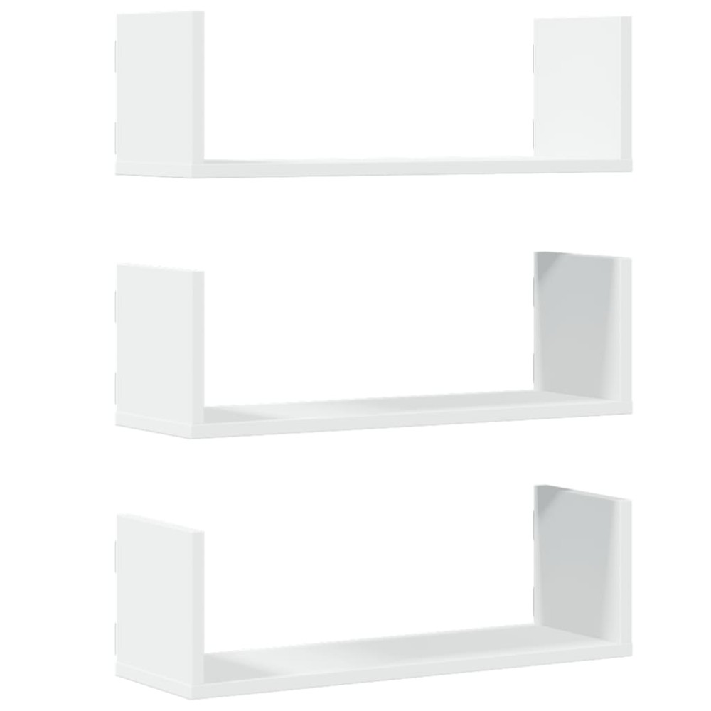 vidaXL Rafturi de perete, 3 buc., alb, 58x18x18 cm, lemn prelucrat
