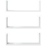 vidaXL Rafturi de perete, 3 buc., alb, 58x18x18 cm, lemn prelucrat
