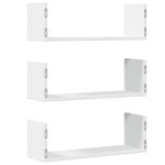 vidaXL Rafturi de perete, 3 buc., alb, 58x18x18 cm, lemn prelucrat