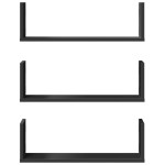vidaXL Rafturi de perete, 3 buc., negru, 58x18x18 cm, lemn prelucrat