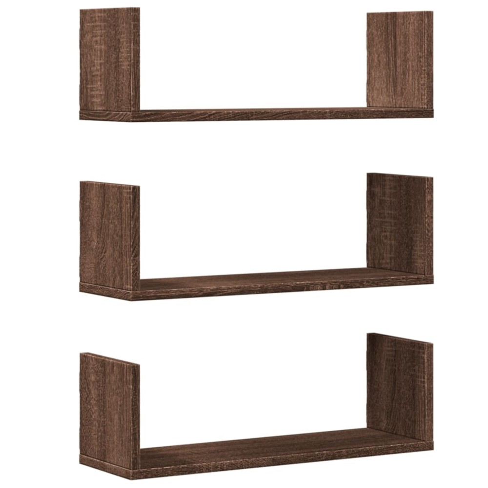 vidaXL Rafturi de perete 3 buc. stejar maro 58x18x18 cm lemn prelucrat