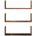 vidaXL Rafturi perete, 3 buc., lemn vechi, 58x18x18 cm, lemn prelucrat