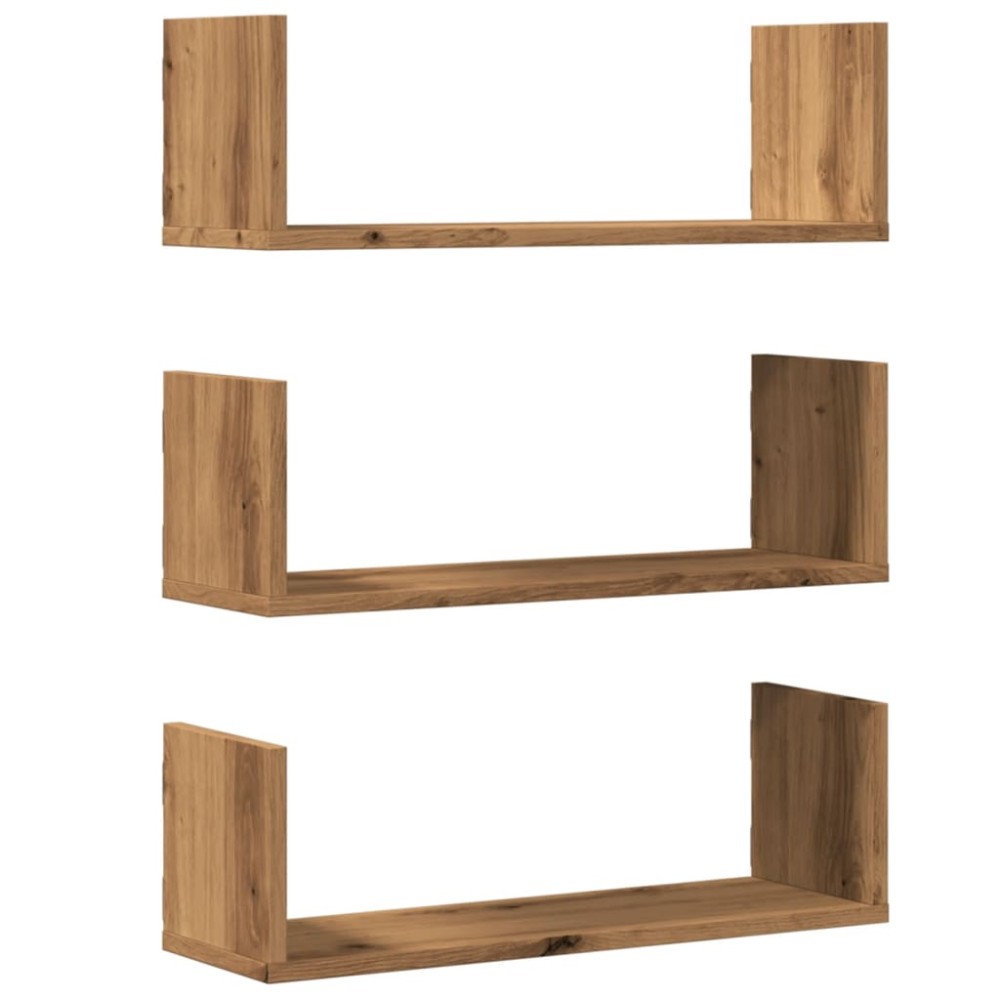vidaXL Rafturi perete 3buc. stejar artizanal 58x18x18cm lemn prelucrat