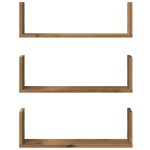 vidaXL Rafturi perete 3buc. stejar artizanal 58x18x18cm lemn prelucrat vidaXL Rafturi perete 3buc. stejar artizanal 58x18x18cm lemn prelucrat