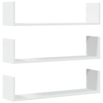 vidaXL Rafturi de perete, 3 buc., alb, 80x18x18 cm, lemn prelucrat